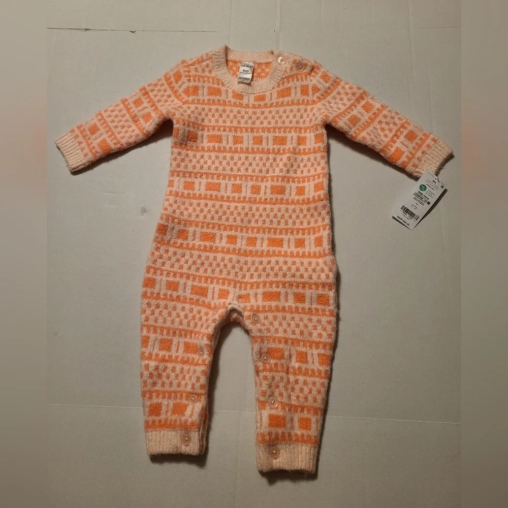 Carter's Peach Geometric Kids One Piece 9 Months NWT Button Closure